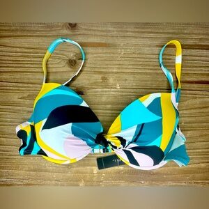Tahari Poptomistic Bikini Top, Large. Twist Front Padded Underwire.  NWT.
